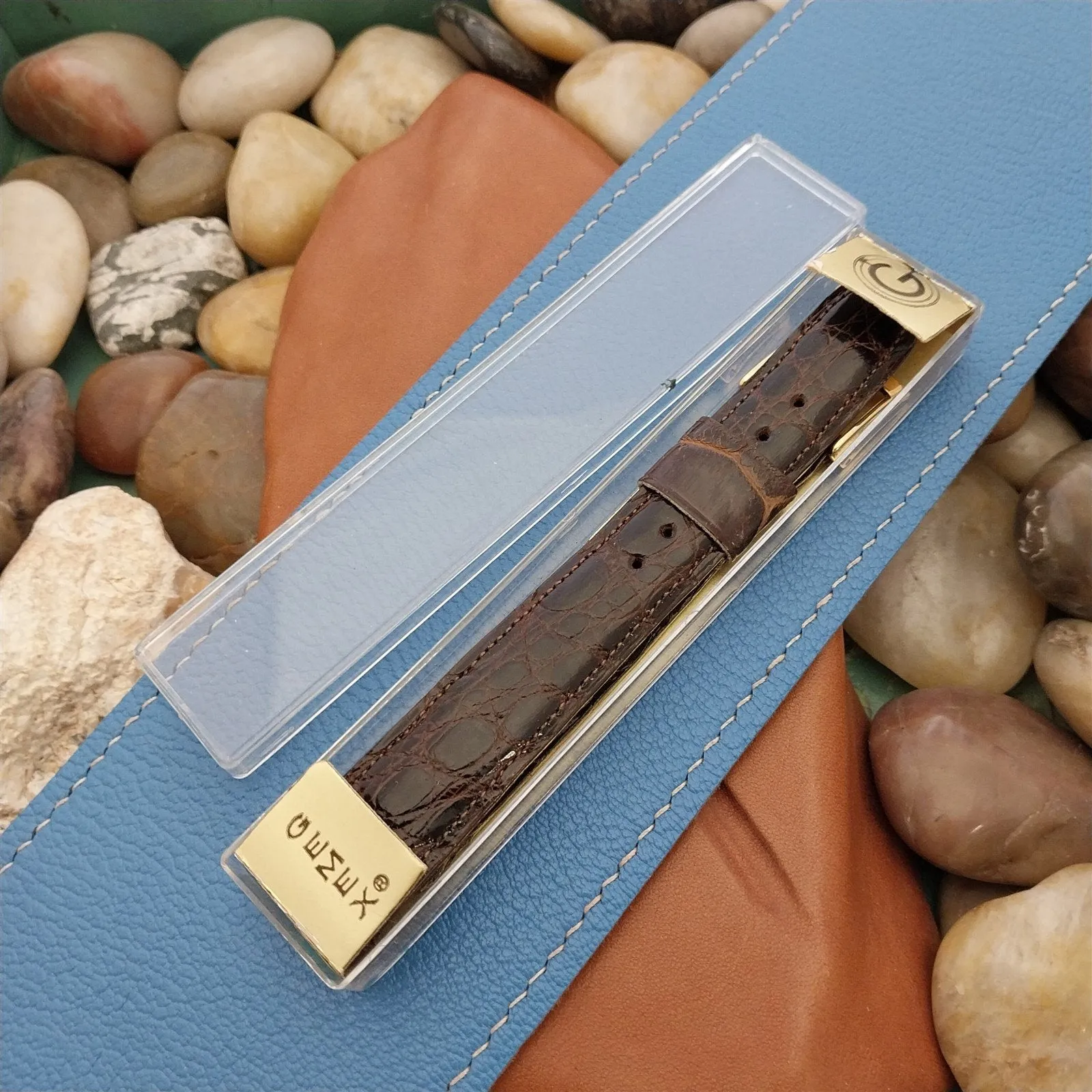 11/16" Gemex Long Tapered Crocodile Unused Classic 1960s Vintage Watch Band