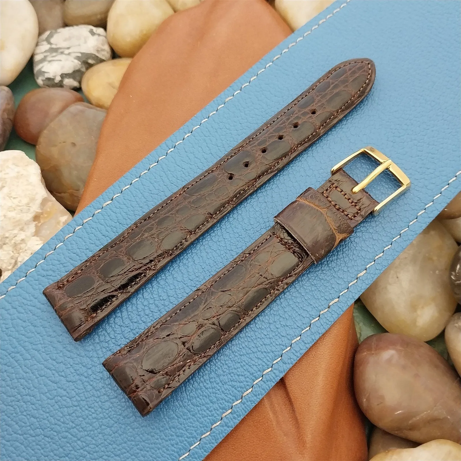 11/16" Gemex Long Tapered Crocodile Unused Classic 1960s Vintage Watch Band