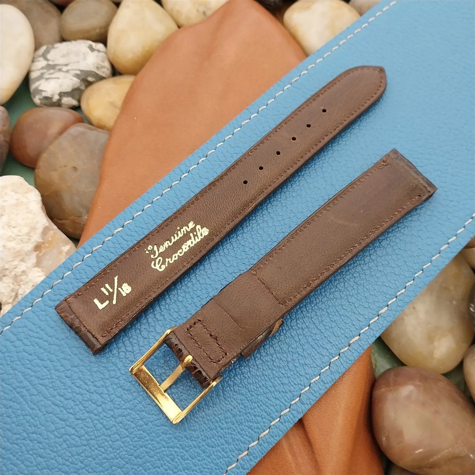 11/16" Gemex Long Tapered Crocodile Unused Classic 1960s Vintage Watch Band