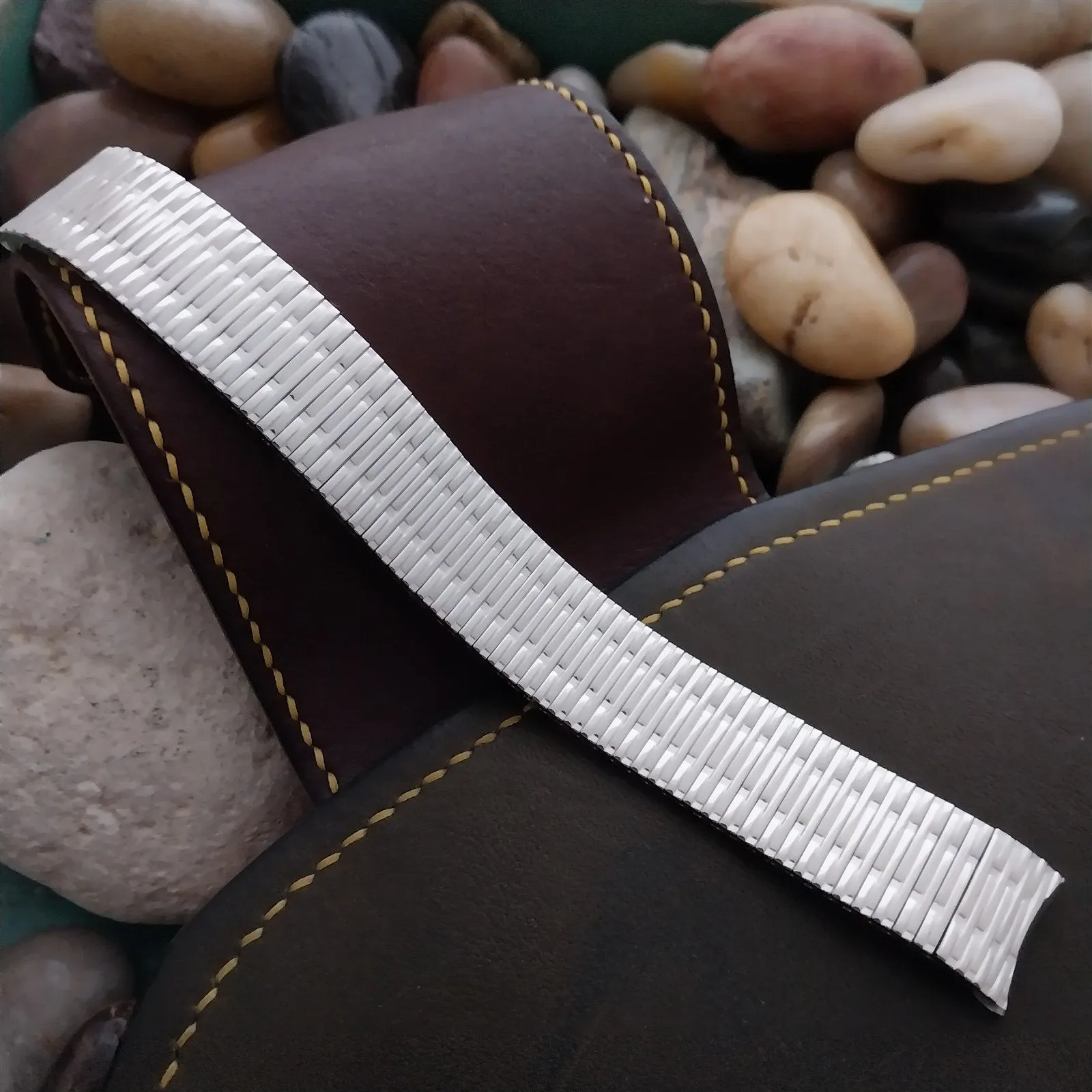 17.2mm 10k White Gold Filled Speidel Thinline 1970s Unused Vintage Watch Band