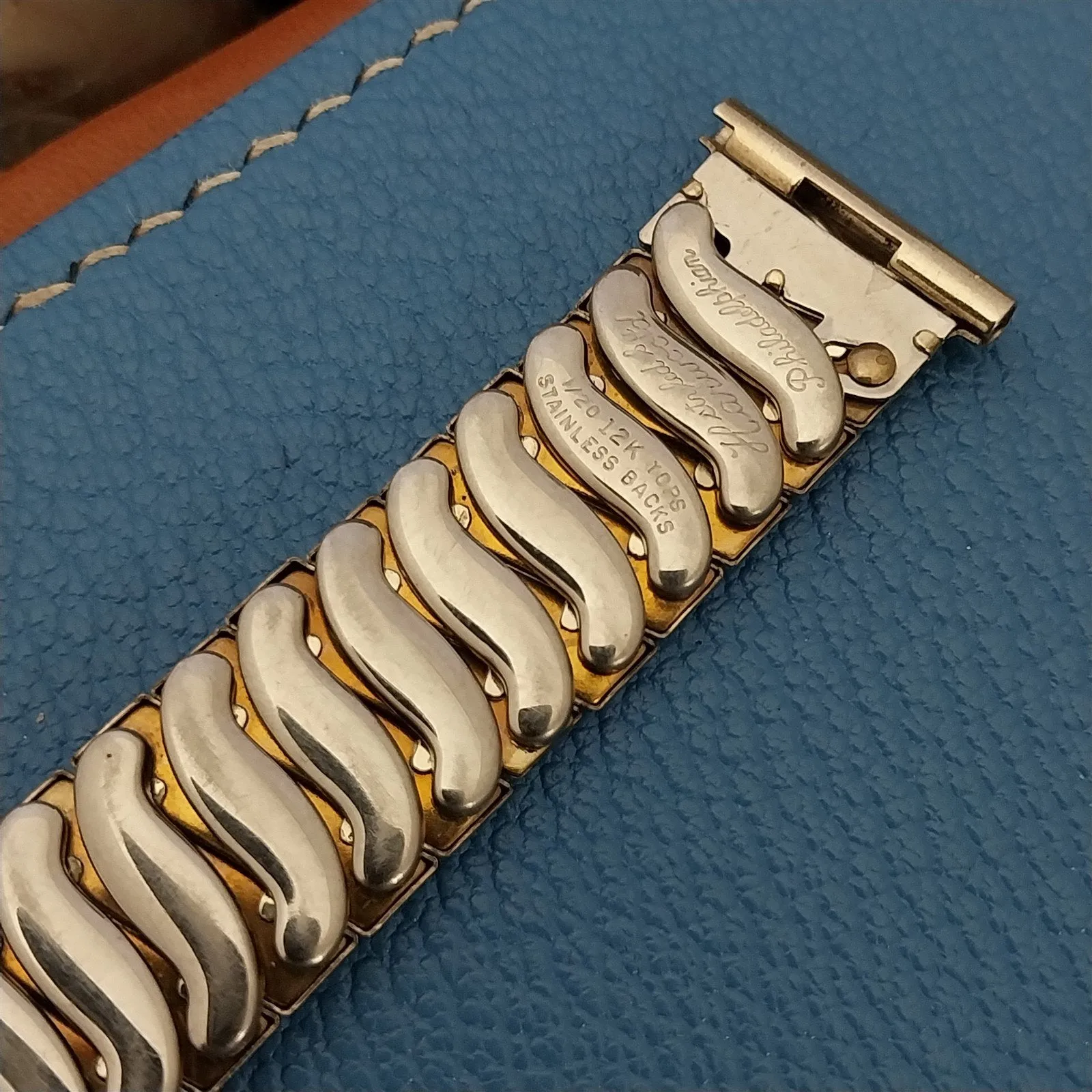 1940s Harwood 19mm 18mm 16mm White Gold Filled Expansion Vintage Watch Band