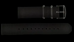 2 Piece 22mm Black NATO Military Watch Strap in Ballistic Nylon with Stainless Steel Fasteners