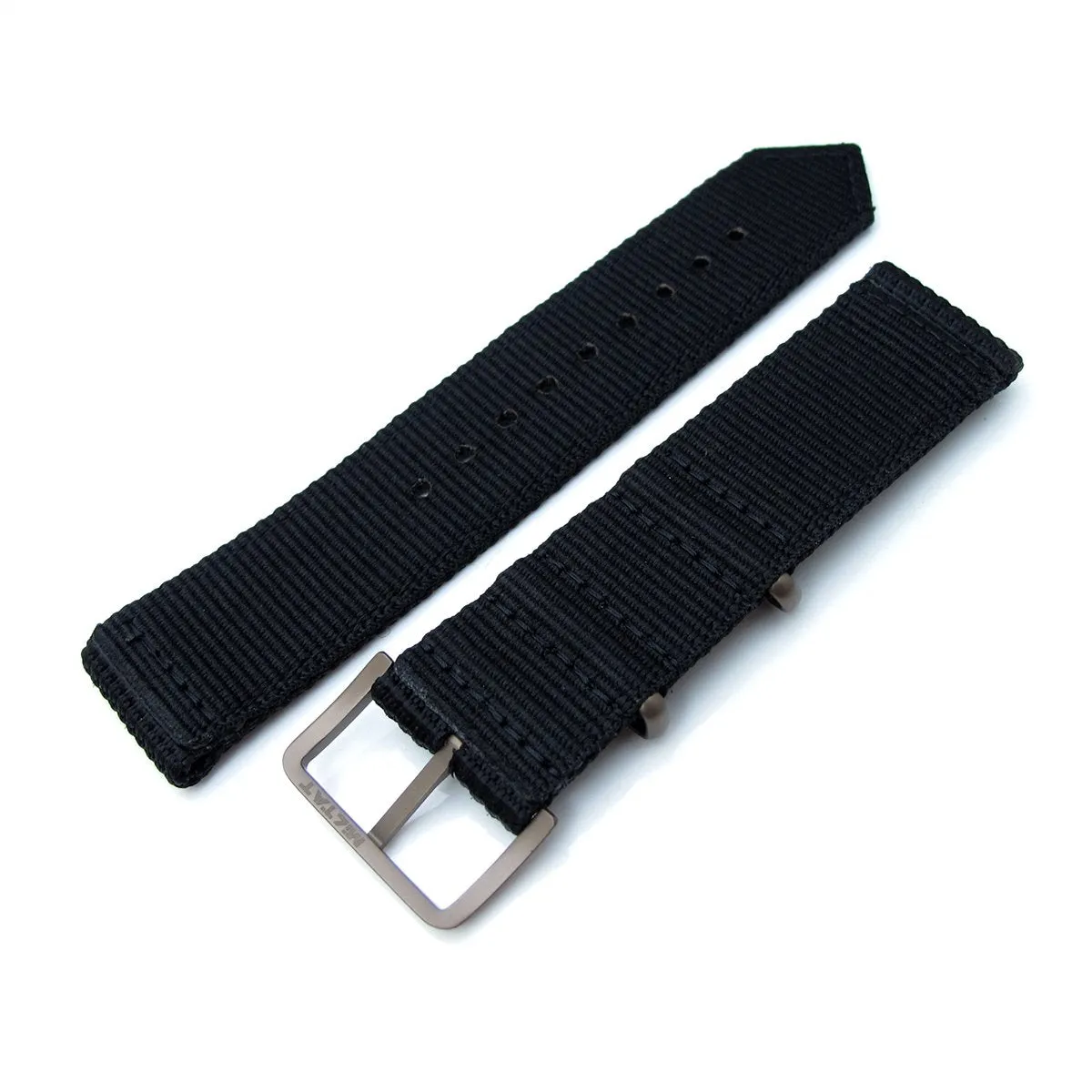 22mm Two Piece WW2 Black 3D NylonArmband, IP Bronze Buckle