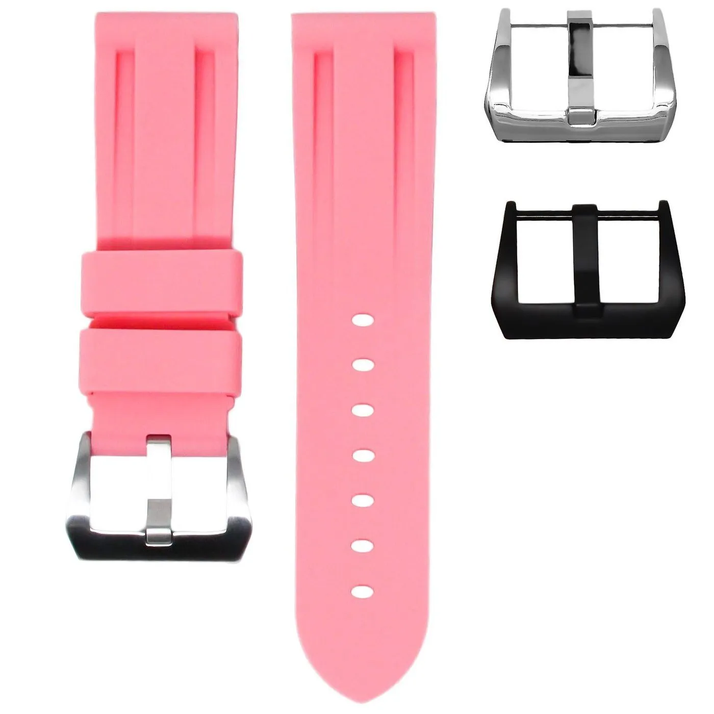 24MM LUG WIDTH STRAP - FLAMINGO PINK RUBBER