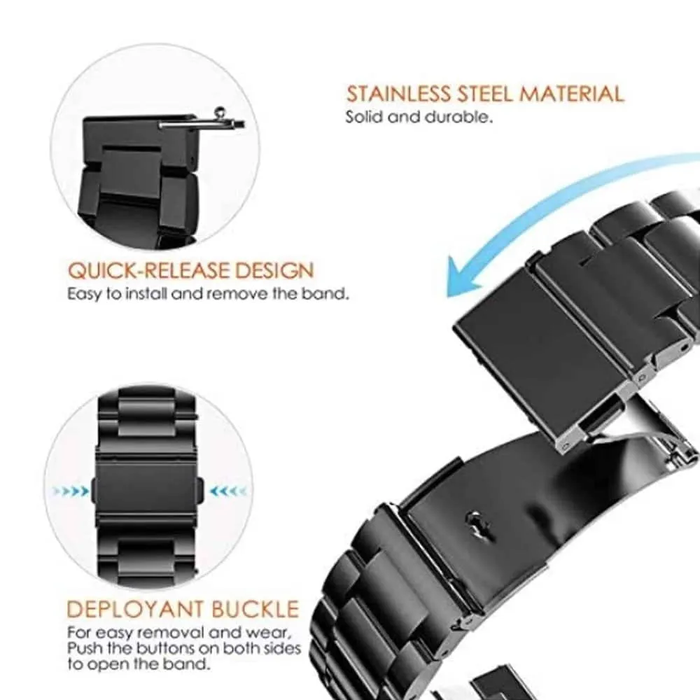 24mm watch 3 links stainless-steel strap - Gold