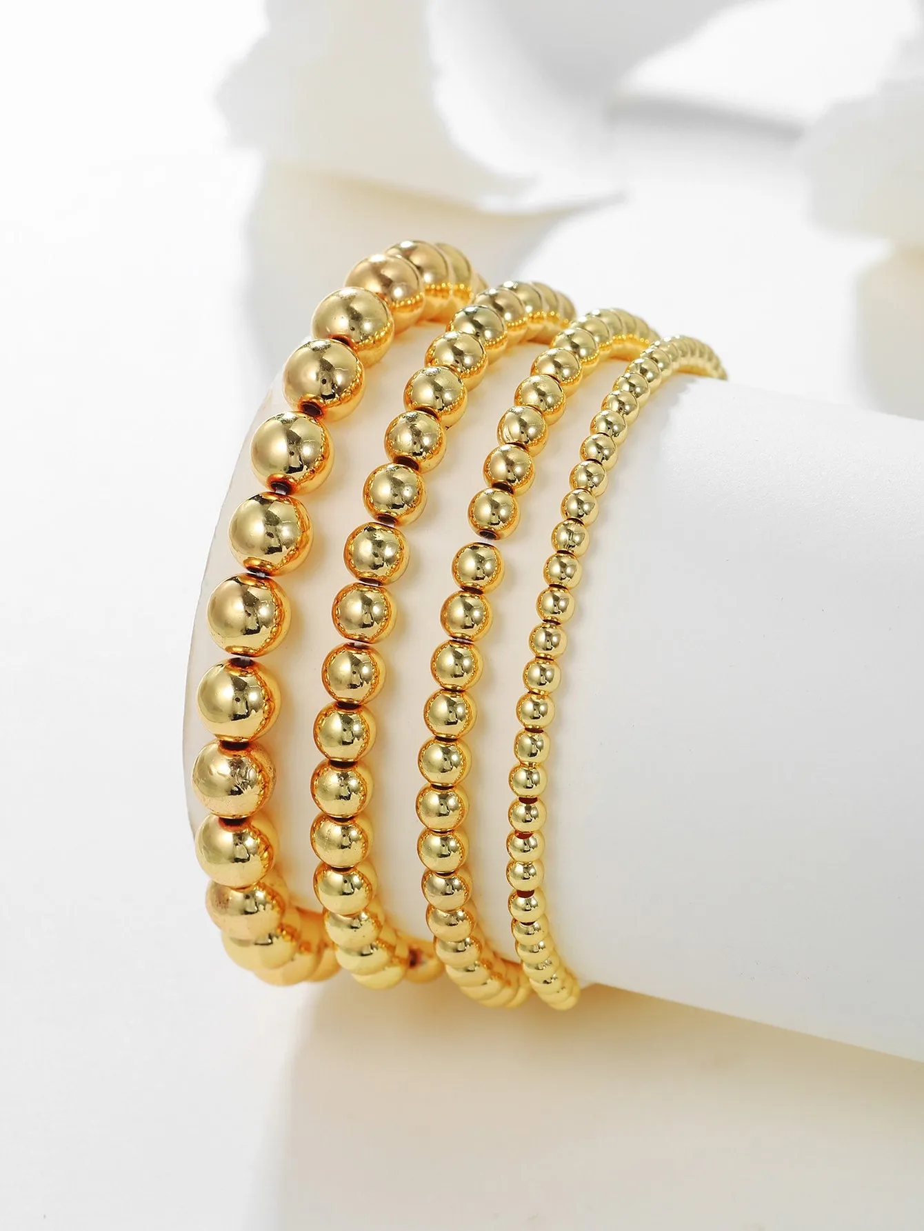 4pcs Modern Gold Color Beaded Bracelet Women Bracelet Stackable Bracelet Crafted