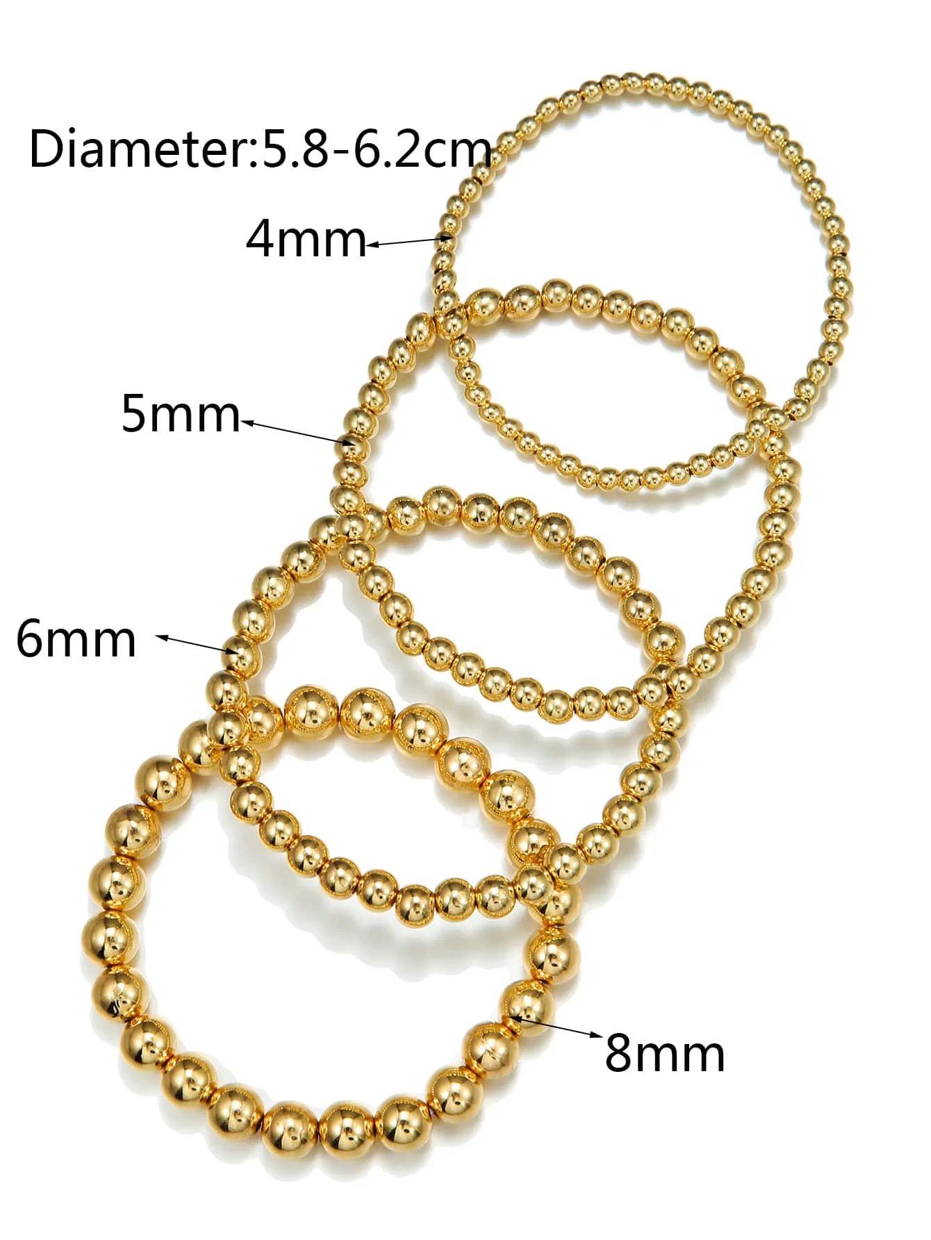 4pcs Modern Gold Color Beaded Bracelet Women Bracelet Stackable Bracelet Crafted