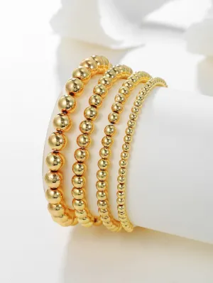4pcs Modern Gold Color Beaded Bracelet Women Bracelet Stackable Bracelet Crafted