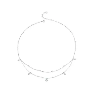 925 Sterling Silver Shining Luxury Tassel Moissanite Pendant Necklace Double-layer Necklace for Women Mother's Day Gift