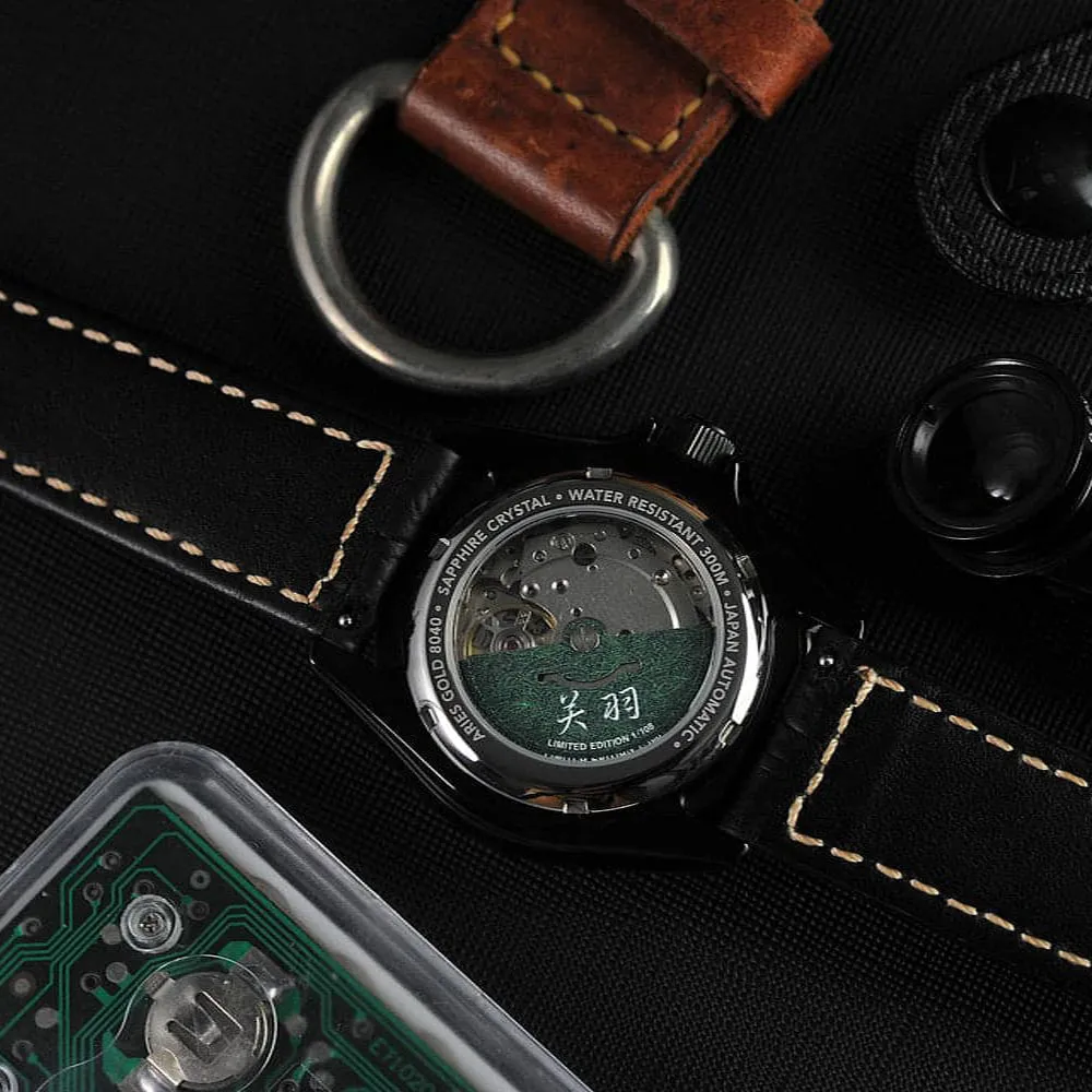 AG Collective The General San Guo Series Black Leather Strap Men Watch G 8040 SAN-GEN