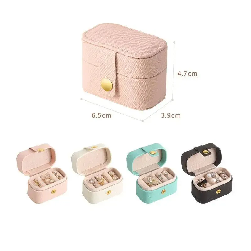 Anyhouz Jewelry Storage Mini Ring Box Portable 1pc Red Organizer Display Travel Simple Mini Gift Case Boxes Leather Earring Necklace Holder