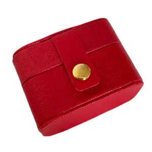 Anyhouz Jewelry Storage Mini Ring Box Portable 1pc Red Organizer Display Travel Simple Mini Gift Case Boxes Leather Earring Necklace Holder