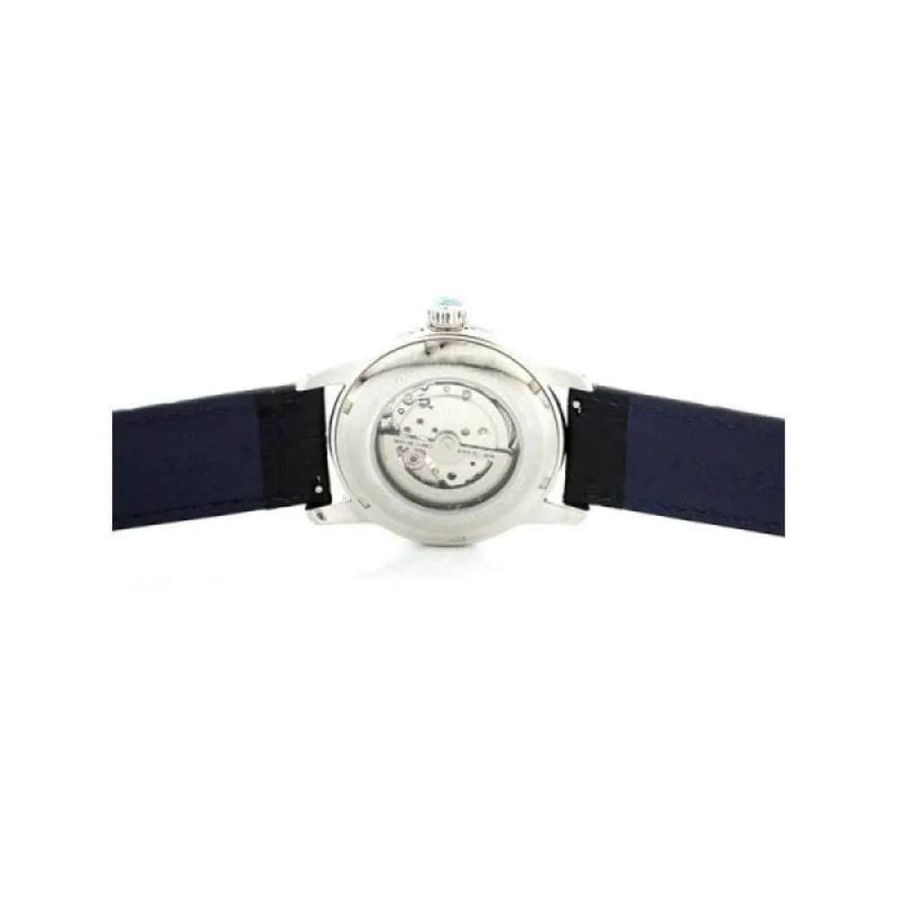 ARIES GOLD AUTOMATIC INFINUM EL TORO SILVER STAINLESS STEEL G 9005A S-S BLACK LEATHER STRAP MEN'S WATCH