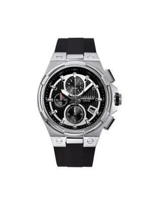 Aries Gold King Silver Stainless Steel Hi-Tech Black Synthetic Strap G 7311 S-BKS Watch