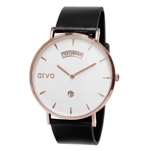 Arvo Awristacrat Watch - Rose - Black Leather