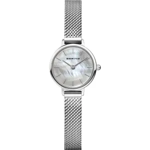 Bering Ladies Mother-of-pearl Quartz Watch With A Mesh Bracelet