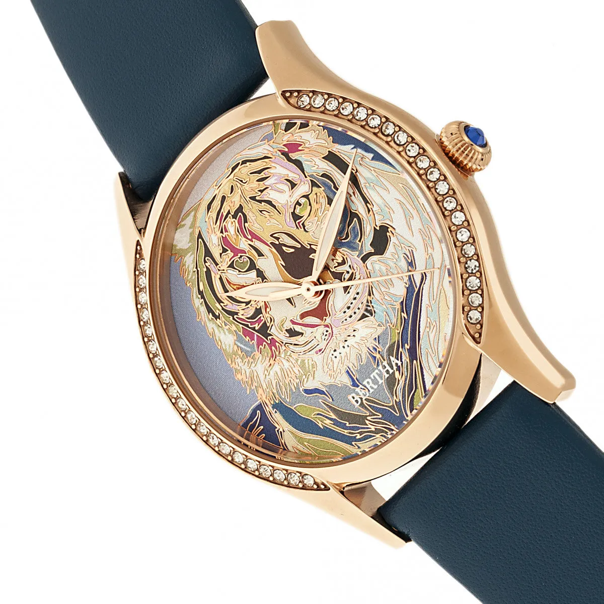 Bertha Annabelle Leather-Band Watch - Navy