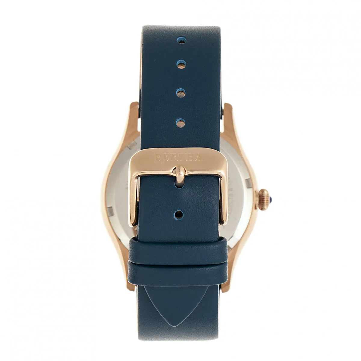 Bertha Annabelle Leather-Band Watch - Navy