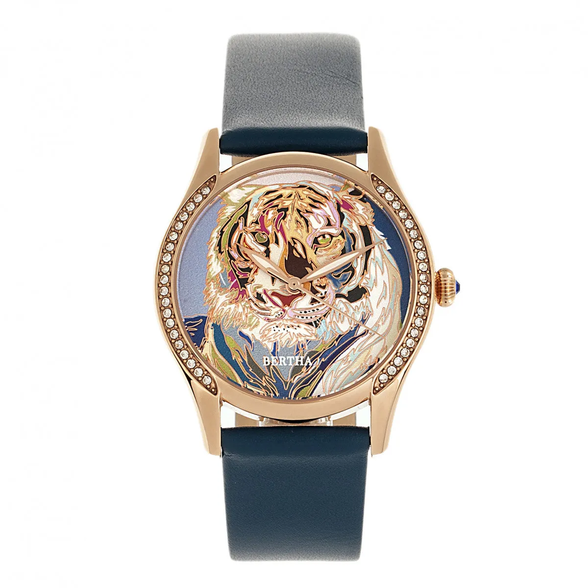 Bertha Annabelle Leather-Band Watch - Navy