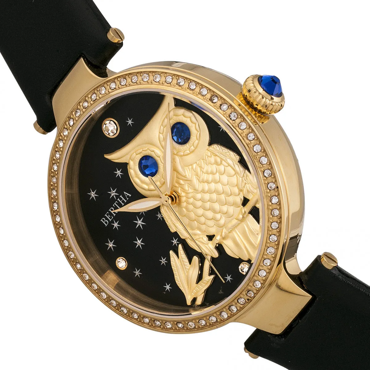 Bertha Rosie Leather-Band Watch - Gold/Black