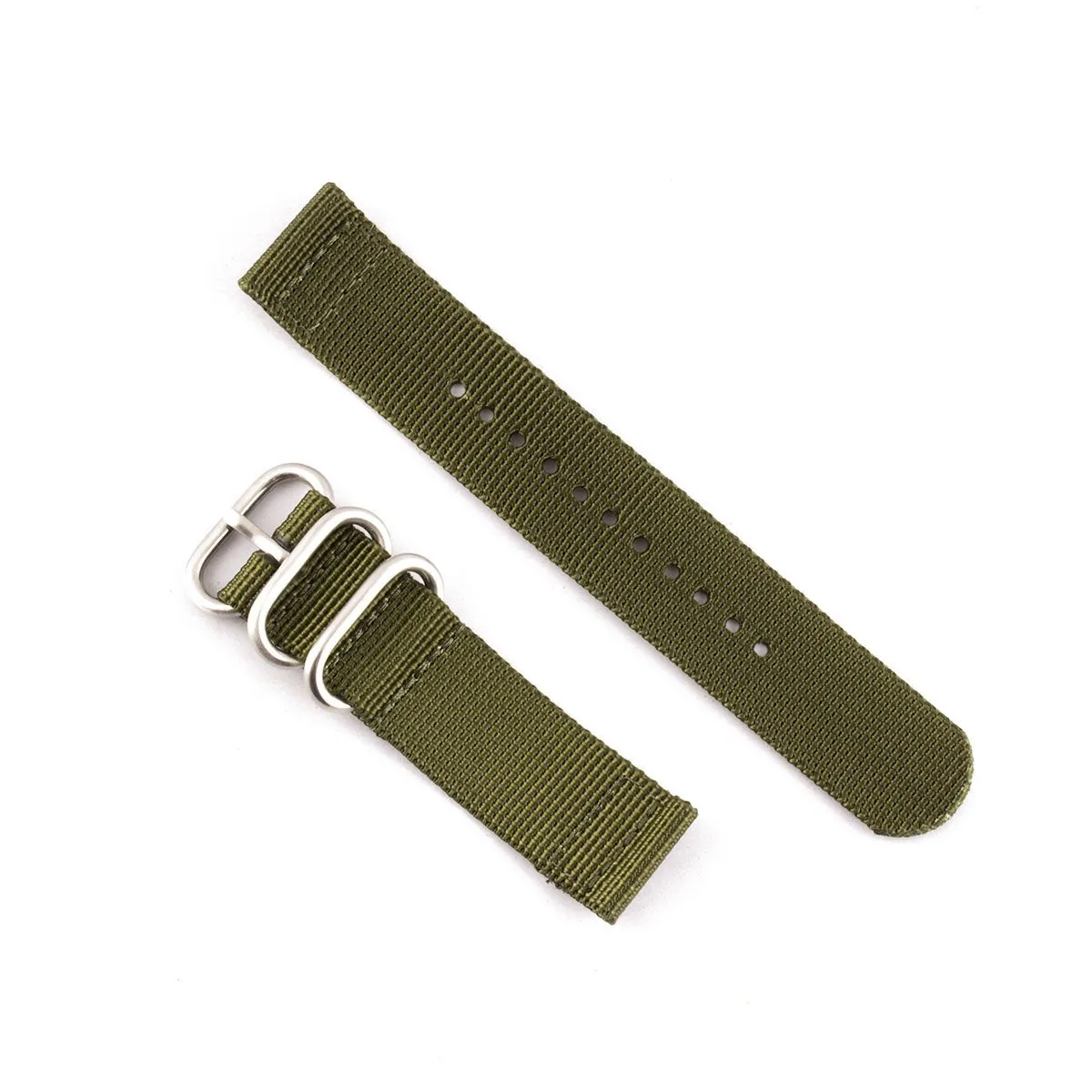 Bracelet de montre Zulu 2 brins - Nylon / tissu (noir, kaki)