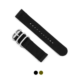 Bracelet de montre Zulu 2 brins - Nylon / tissu (noir, kaki)