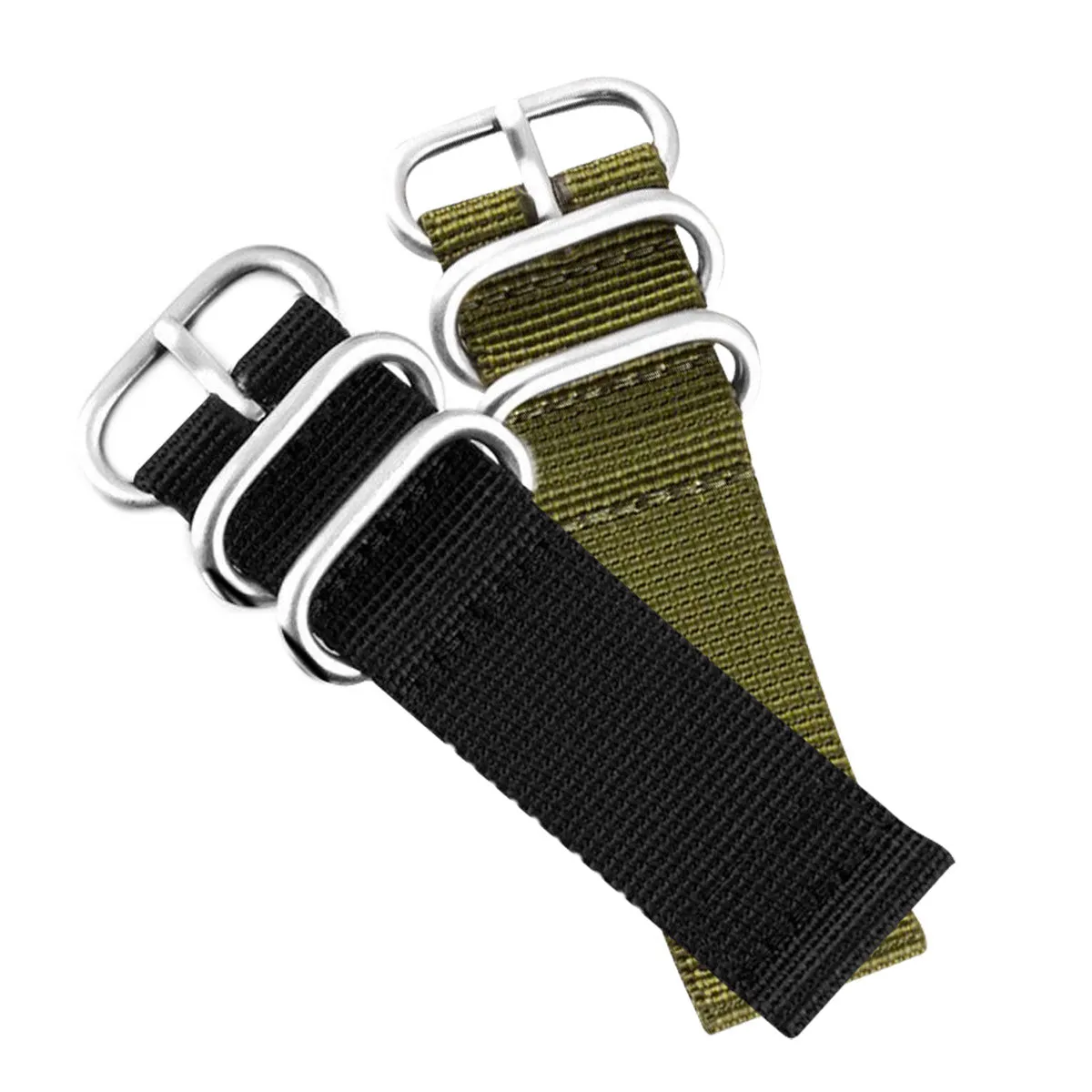 Bracelet de montre Zulu 2 brins - Nylon / tissu (noir, kaki)
