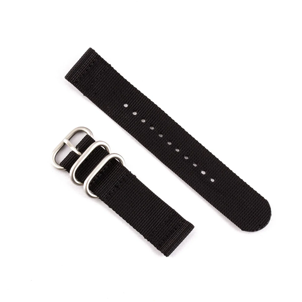Bracelet de montre Zulu 2 brins - Nylon / tissu (noir, kaki)