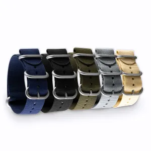 Bracelet de montre Zulu 5 anneaux - Nylon / tissu (bleu, noir, kaki, beige, gris)