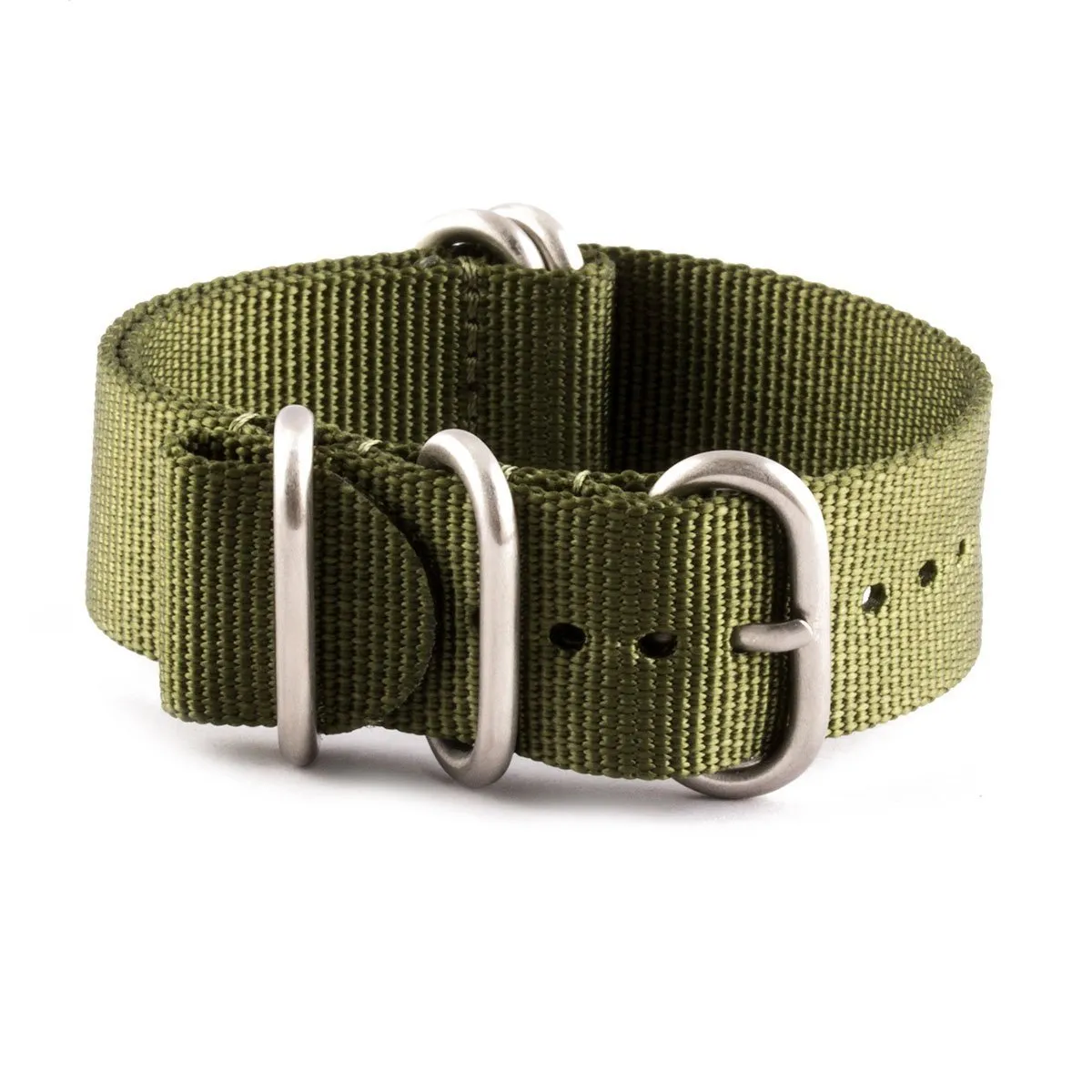 Bracelet de montre Zulu 5 anneaux - Nylon / tissu (bleu, noir, kaki, beige, gris)