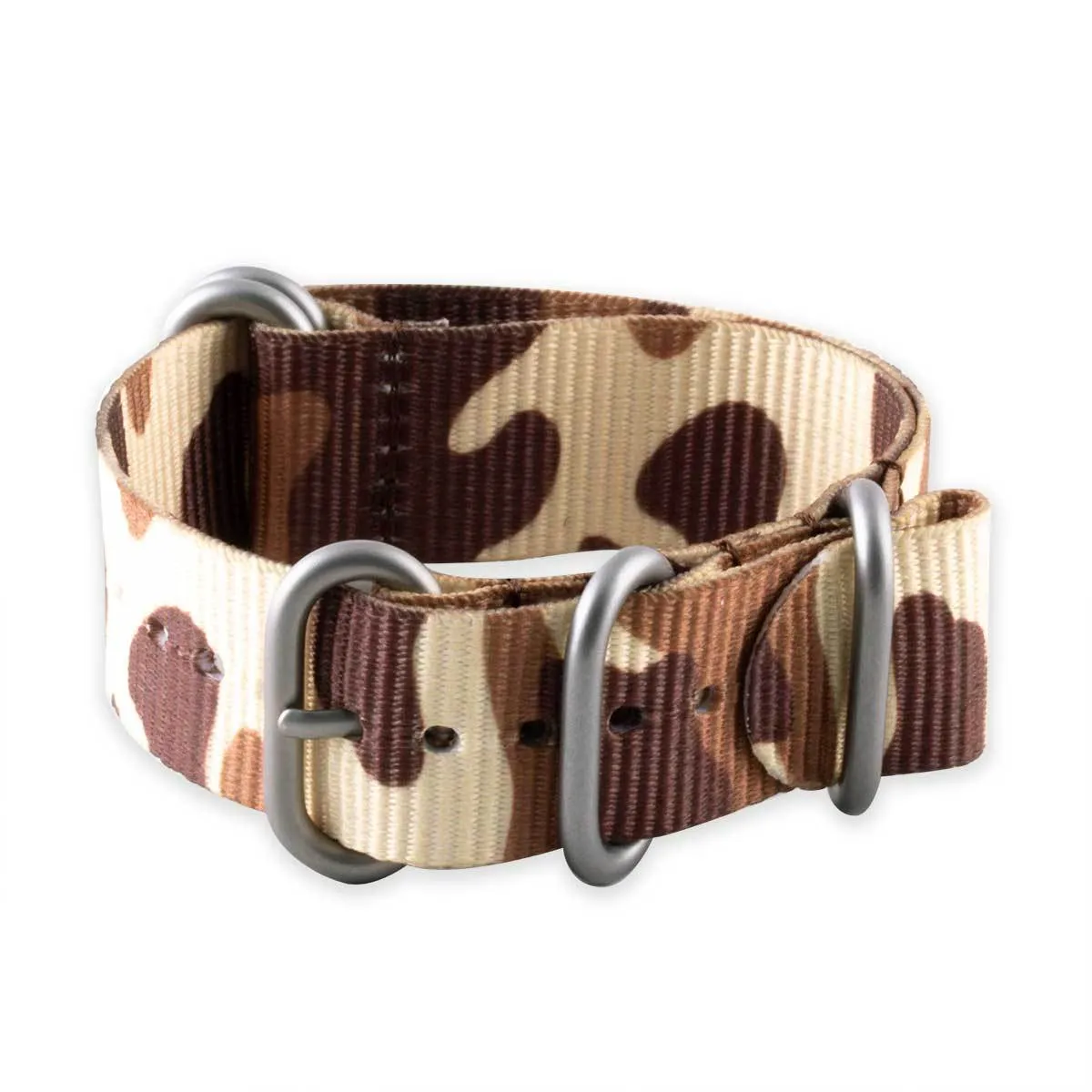 Bracelet montre Zulu 5 anneaux - Nylon / tissu Camo (marron, marron/vert, gris)