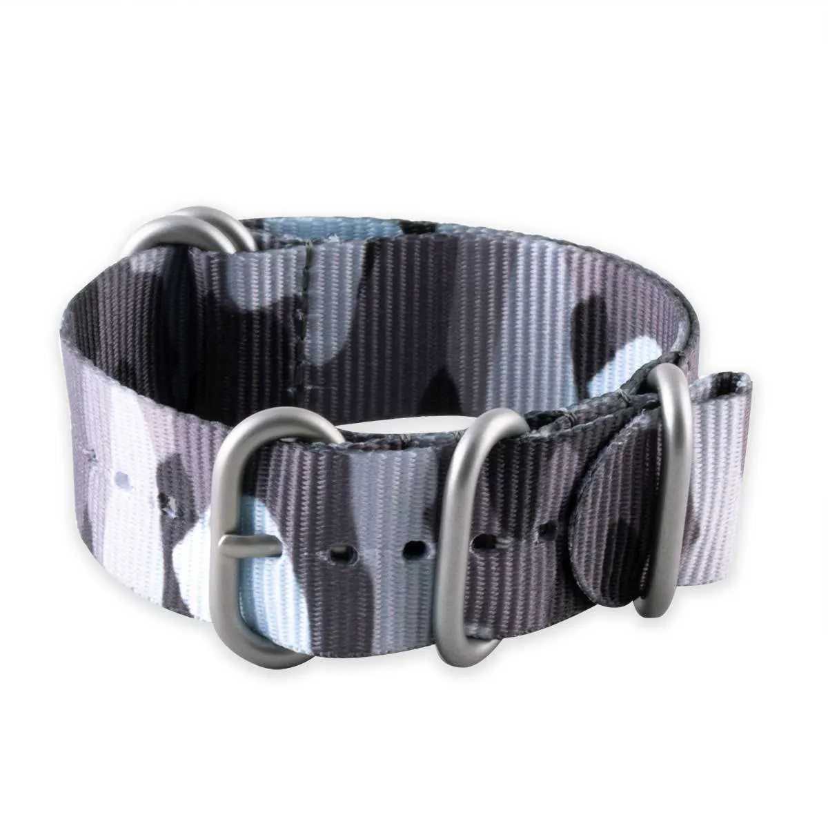 Bracelet montre Zulu 5 anneaux - Nylon / tissu Camo (marron, marron/vert, gris)