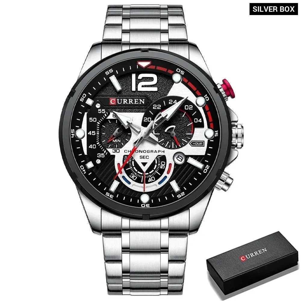 Brand Sport Wristwatches for Man Luminous Quartz Watches Casual Chronograph Stainless Steel Male Clock