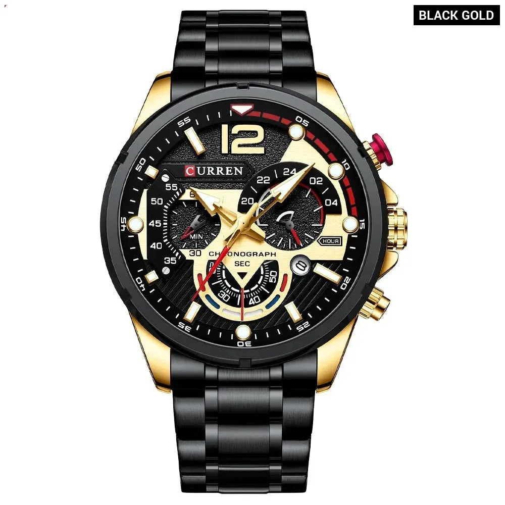 Brand Sport Wristwatches for Man Luminous Quartz Watches Casual Chronograph Stainless Steel Male Clock