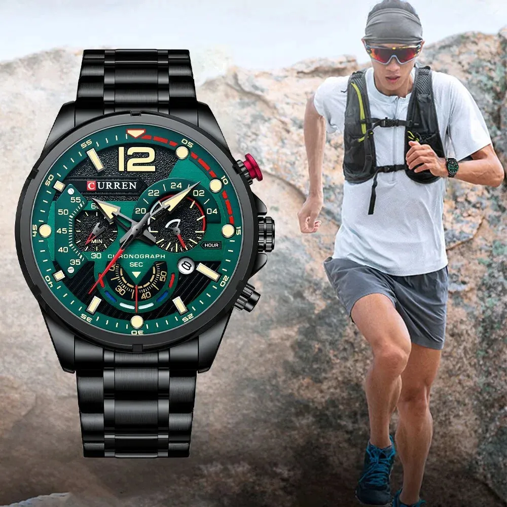 Brand Sport Wristwatches for Man Luminous Quartz Watches Casual Chronograph Stainless Steel Male Clock