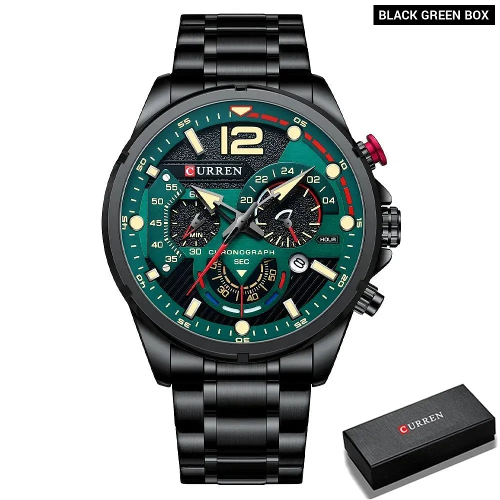 Brand Sport Wristwatches for Man Luminous Quartz Watches Casual Chronograph Stainless Steel Male Clock