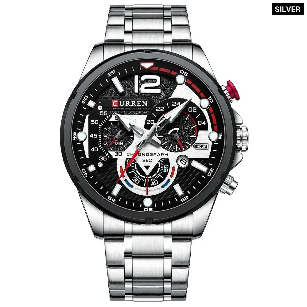 Brand Sport Wristwatches for Man Luminous Quartz Watches Casual Chronograph Stainless Steel Male Clock