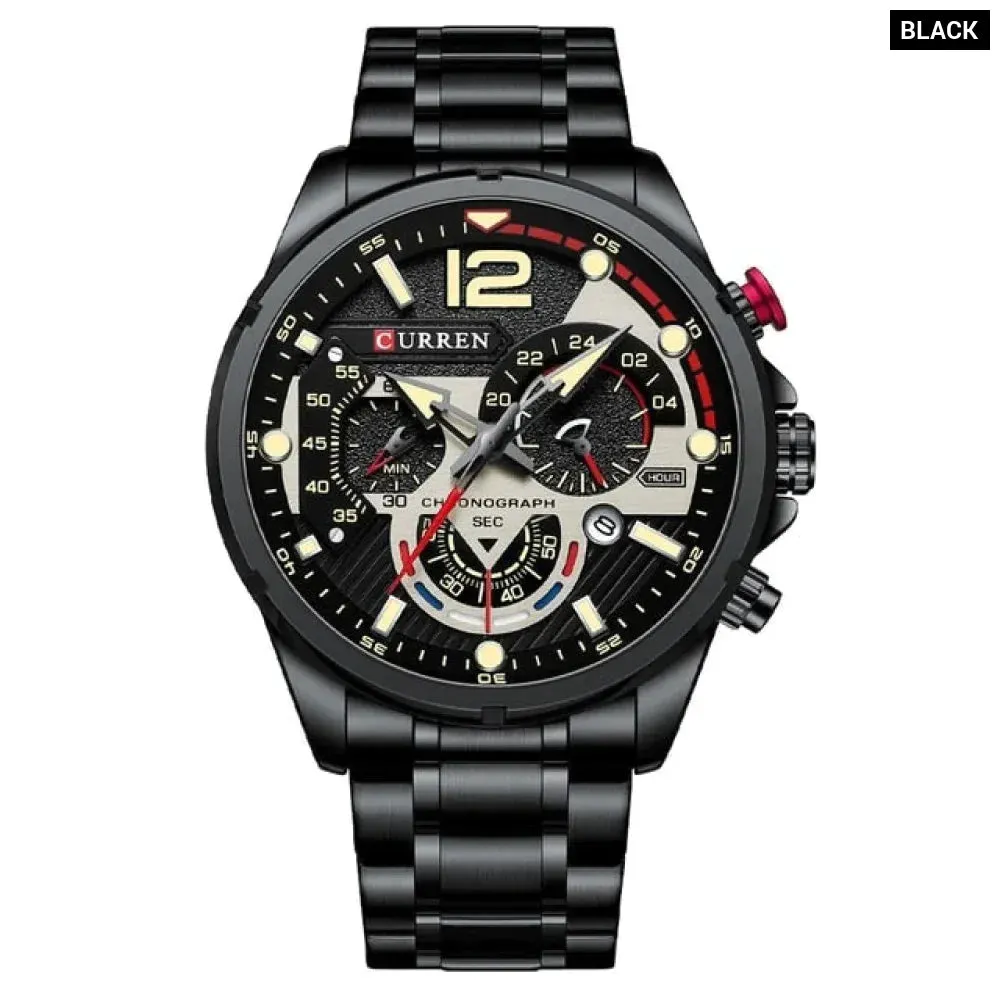 Brand Sport Wristwatches for Man Luminous Quartz Watches Casual Chronograph Stainless Steel Male Clock