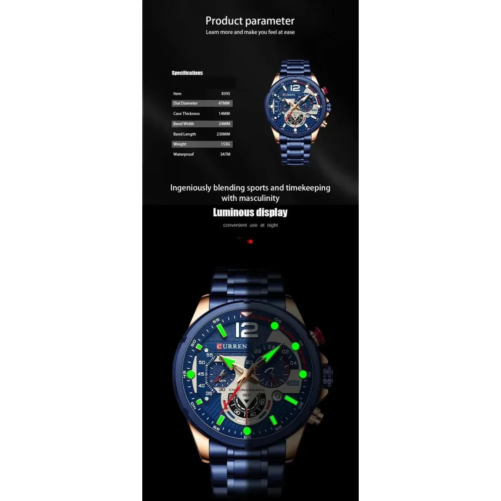 Brand Sport Wristwatches for Man Luminous Quartz Watches Casual Chronograph Stainless Steel Male Clock