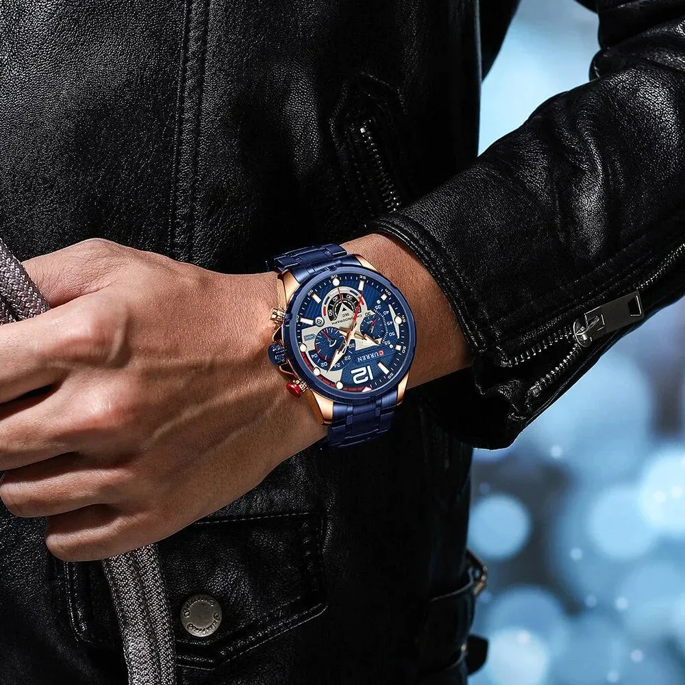 Brand Sport Wristwatches for Man Luminous Quartz Watches Casual Chronograph Stainless Steel Male Clock
