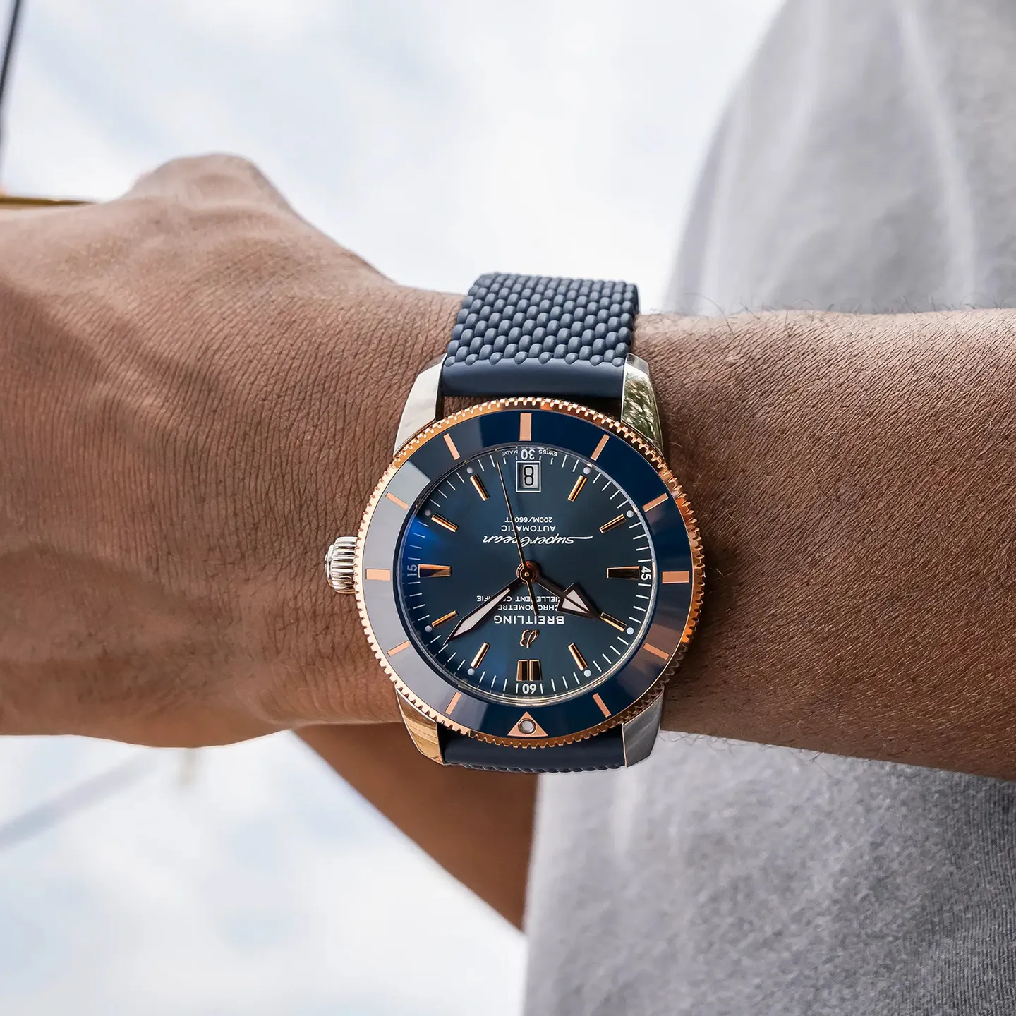 Breitling Superocean Heritage B20 Automatic 42 Watch with Deep Blue Dial