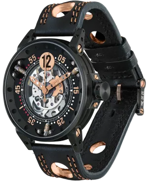 B.R.M. Watch V6-44-SA-N-SQ-A5N Black Skeleton Dial