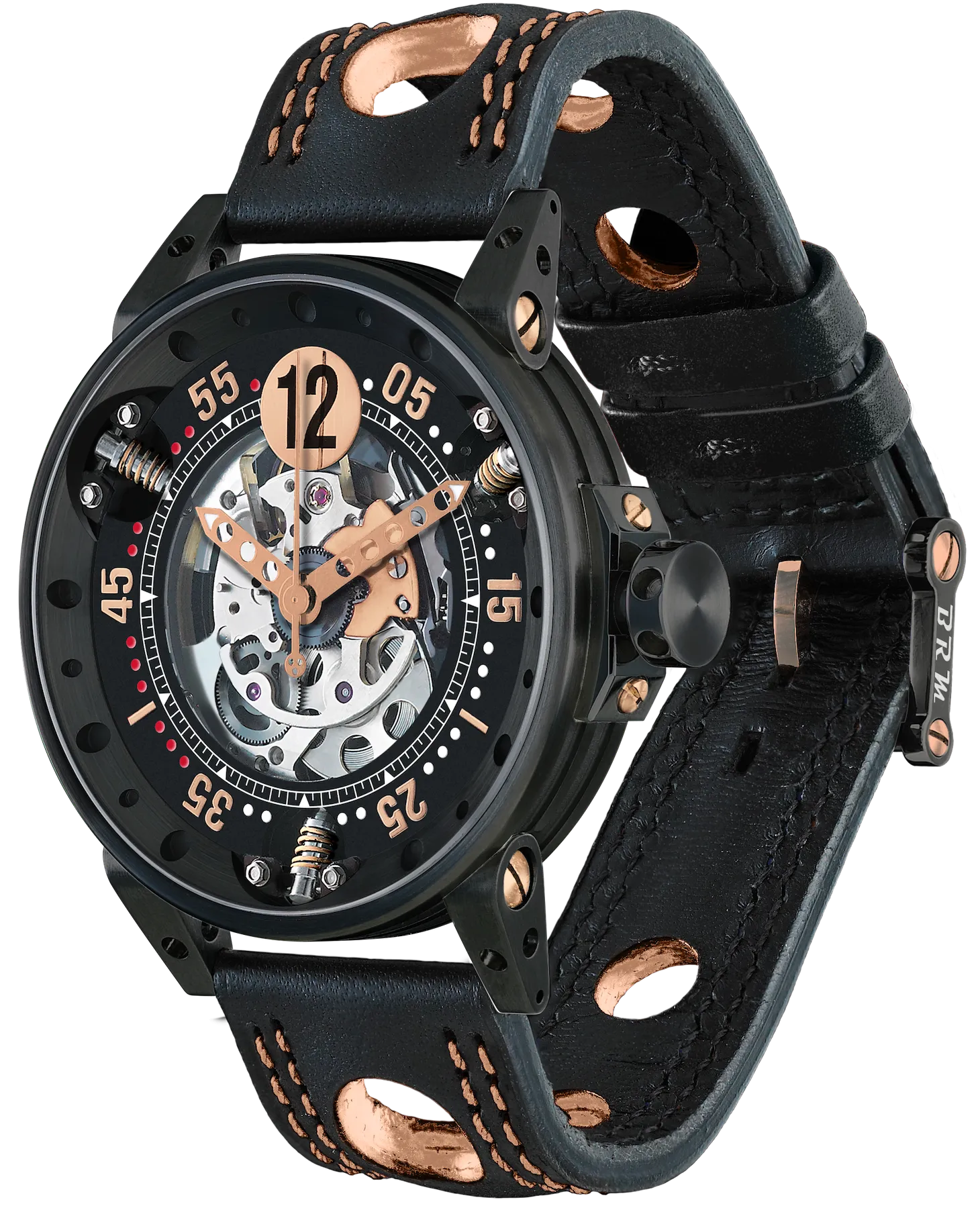 B.R.M. Watch V6-44-SA-N-SQ-A5N Black Skeleton Dial