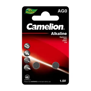 Camelion AG0 / 379 / LR521 1.5V Coin Cell Battery Pack of 2