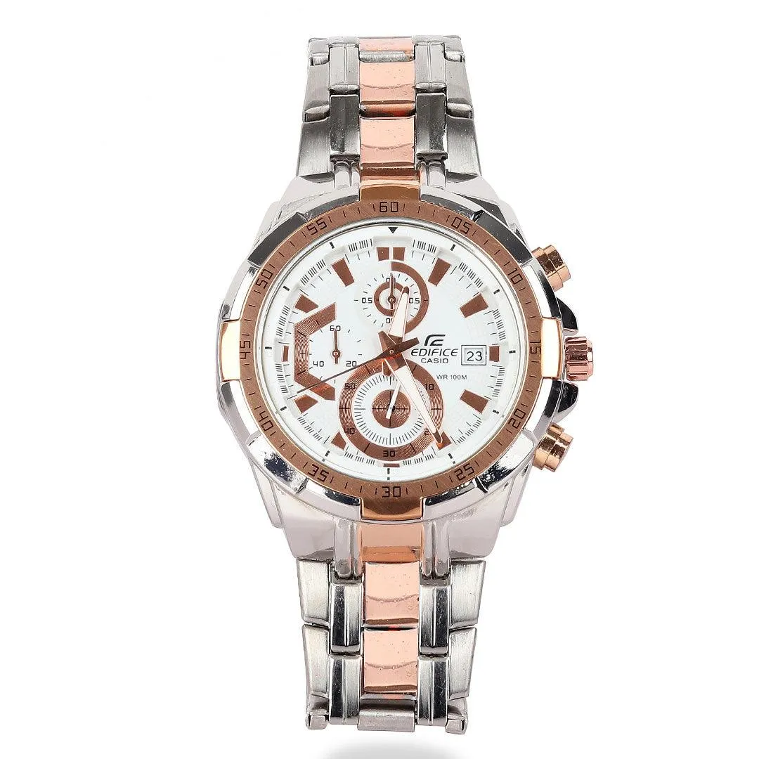Casio Edifice Efr Stainless Silver and Gold Steel Gent Watch