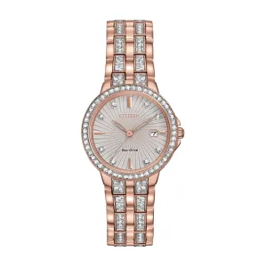 Citizen Watch with 28MM Silvertone Round Dial and Stainless Steel Bracelet. EW2348-56A