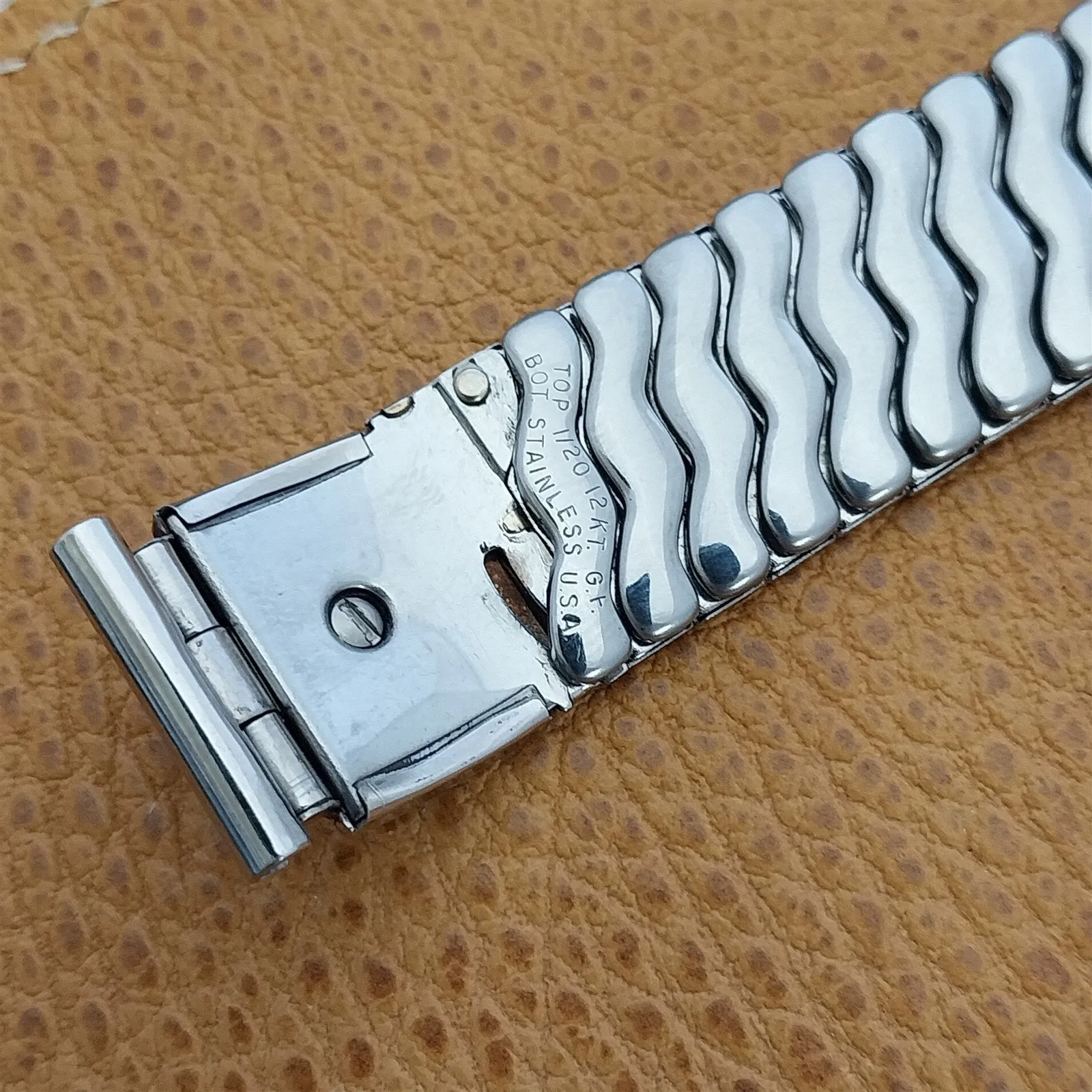 Classic 1950s Masonic White Gold Filled & Glass Golden Zephyr Vintage Watch Band
