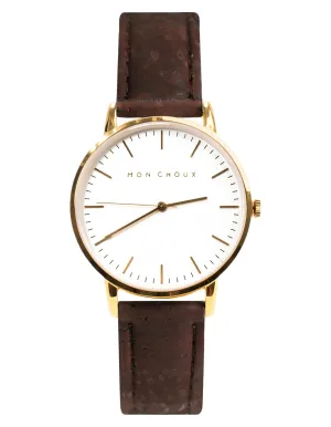 CLASSIC - WHITE/GOLD - BROWN CORK LEATHER | VEGAN