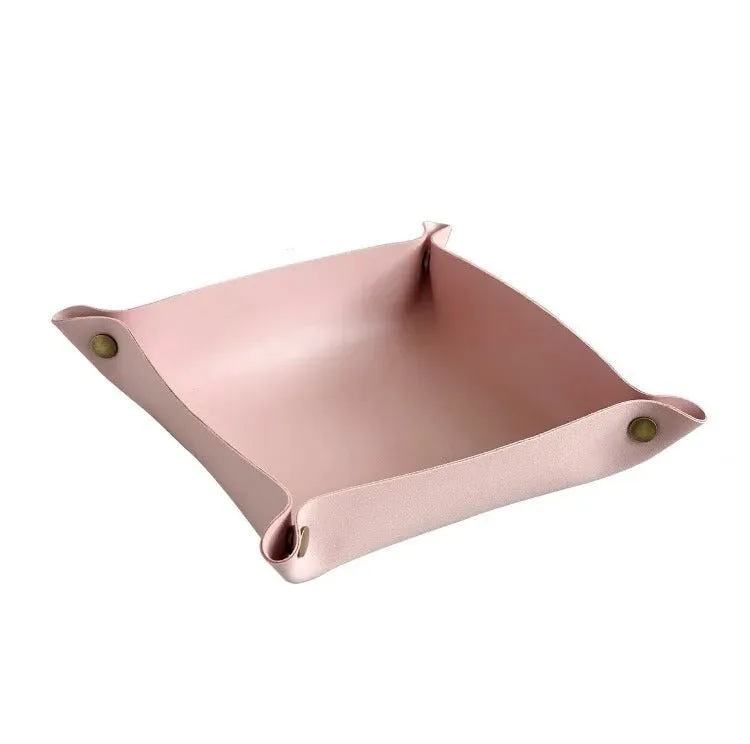 Desktop PU Leather Organizer Key Tray - Multi Folding Storage Box