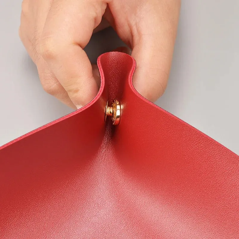 Desktop PU Leather Organizer Key Tray - Multi Folding Storage Box